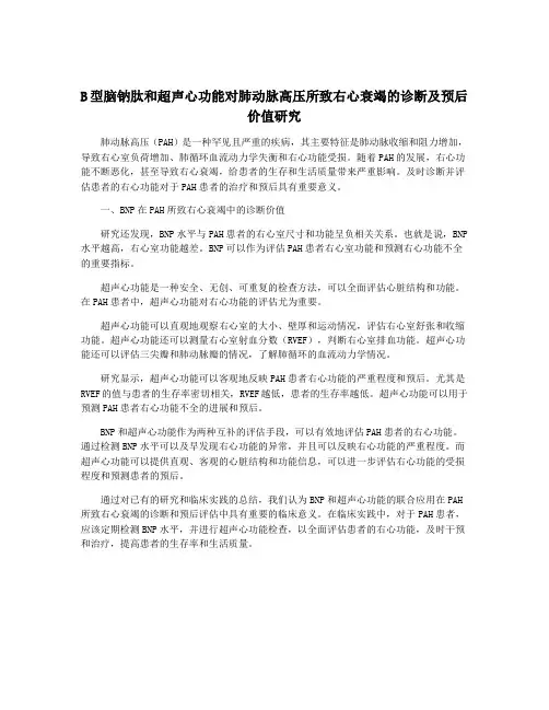 B型脑钠肽和超声心功能对肺动脉高压所致右心衰竭的诊断及预后价值研究