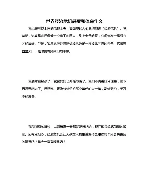 世界经济危机感受和体会作文