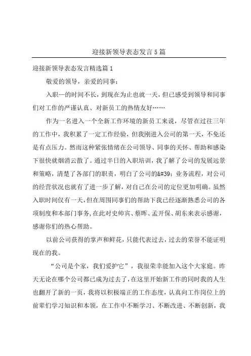 迎接新领导表态发言5篇