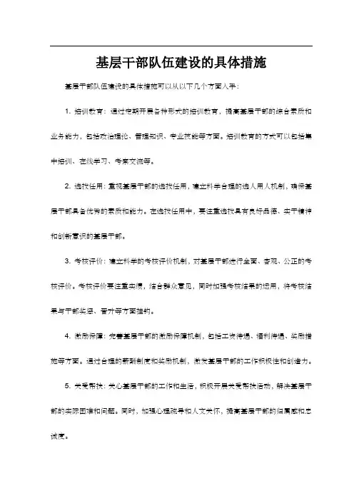 基层干部队伍建设的具体措施