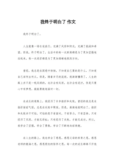 我终于明白了 作文