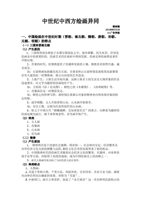 中世纪中西方绘画异同