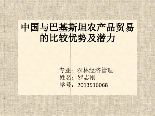 中巴农产品贸易比较优势分析