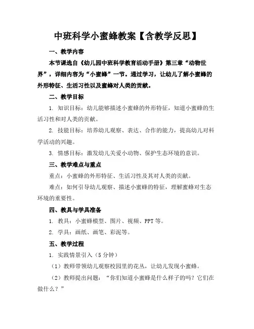 中班科学小蜜蜂教案【含教学反思】