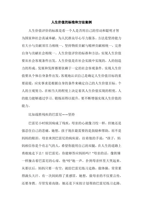 人生价值的标准和方法案例