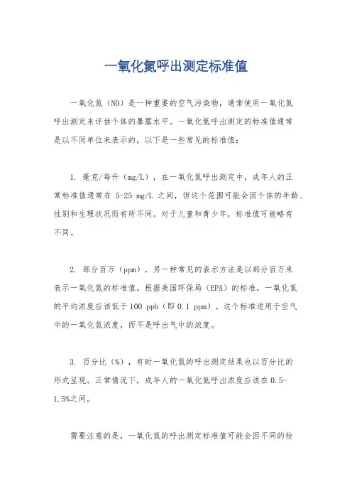 一氧化氮呼出测定标准值