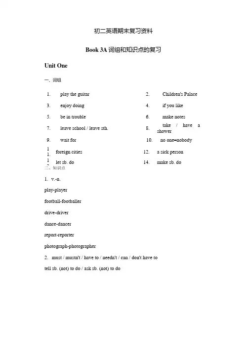 初二英语期末复习资料.docx