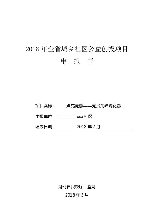 点亮党徽：城乡社区公益创投项目项目申报书(模板)