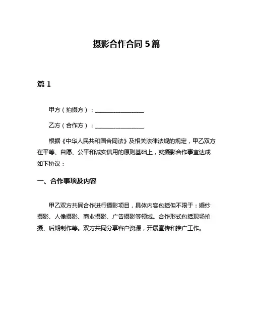 摄影合作合同5篇