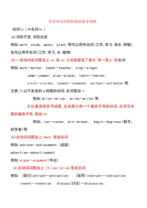 英语单词词性转换的基本规律