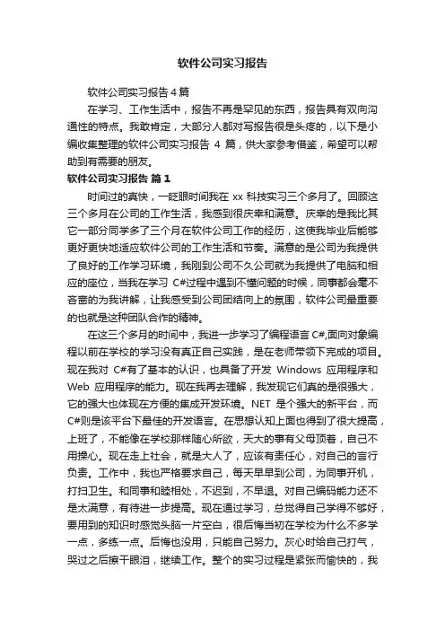 软件公司实习报告4篇