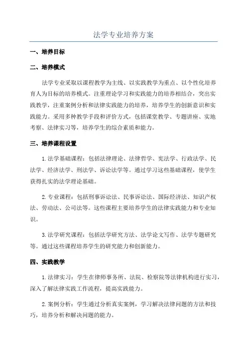 法学专业培养方案