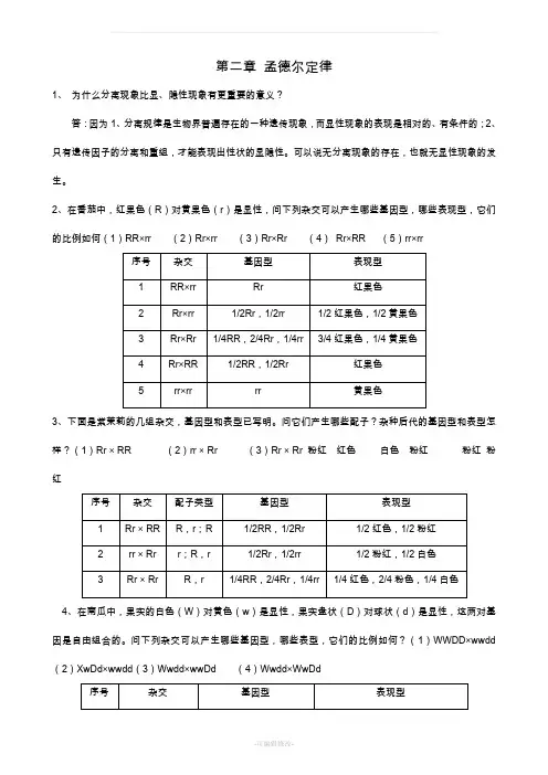 遗传学课后习题及答案-刘祖洞