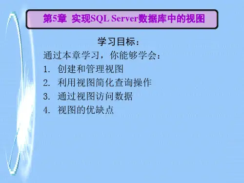 第5章实现SQL Server数据库中的视图