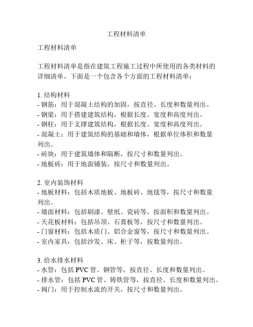 工程材料清单