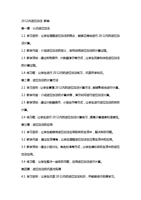 20以内进位加法 教案