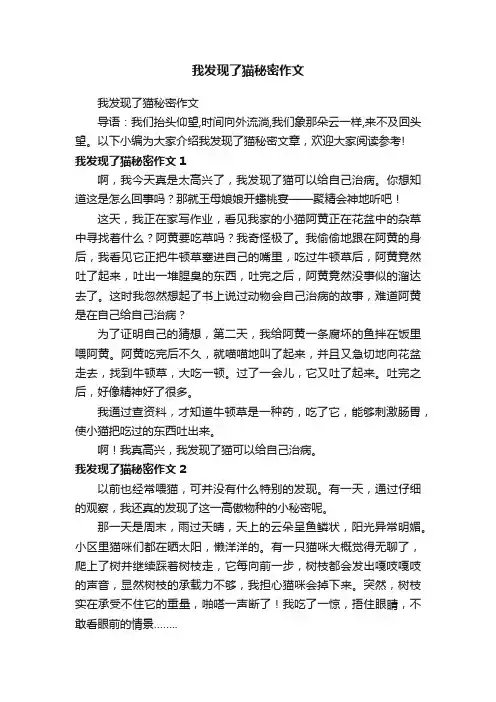 我发现了猫秘密作文