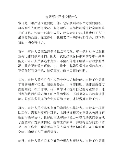 浅谈审计精神心得体会