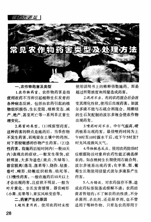 常见农作物药害类型及处理方法