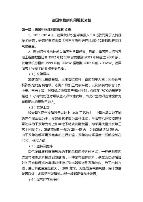 德国生物质利用现状文档