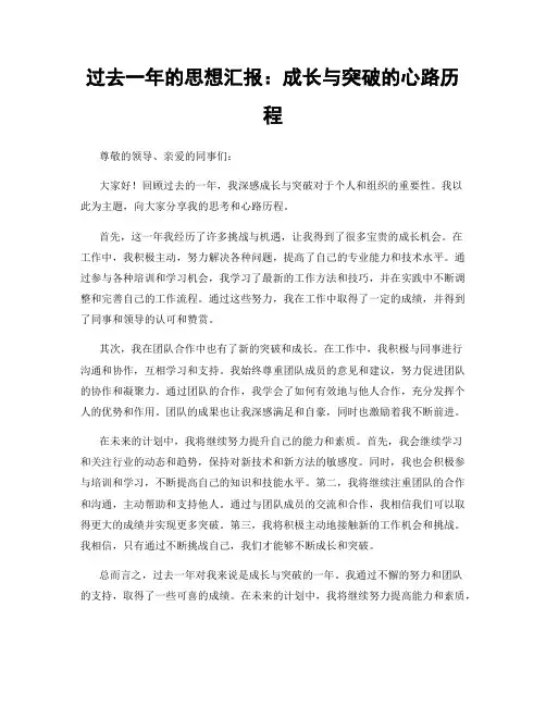 过去一年的思想汇报：成长与突破的心路历程