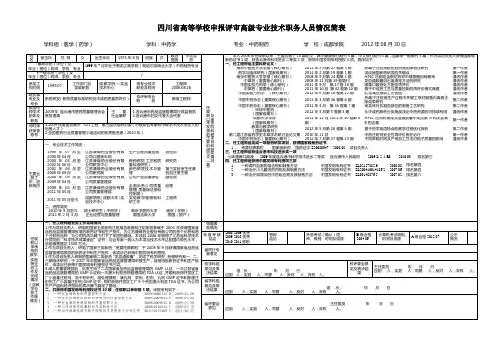 四川省高等学校申报评审高级专业技术职务人员情况简表
