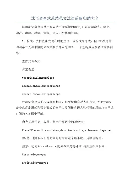 法语命令式总结范文法语前缀归纳大全