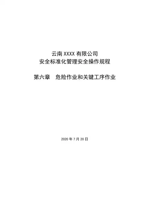 安全标准化管理安全操作规程(第六章 危险作业和关键工序作业)(1)