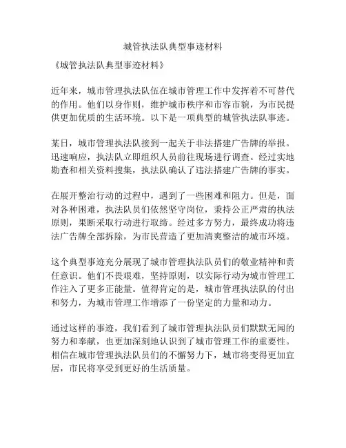 城管执法队典型事迹材料