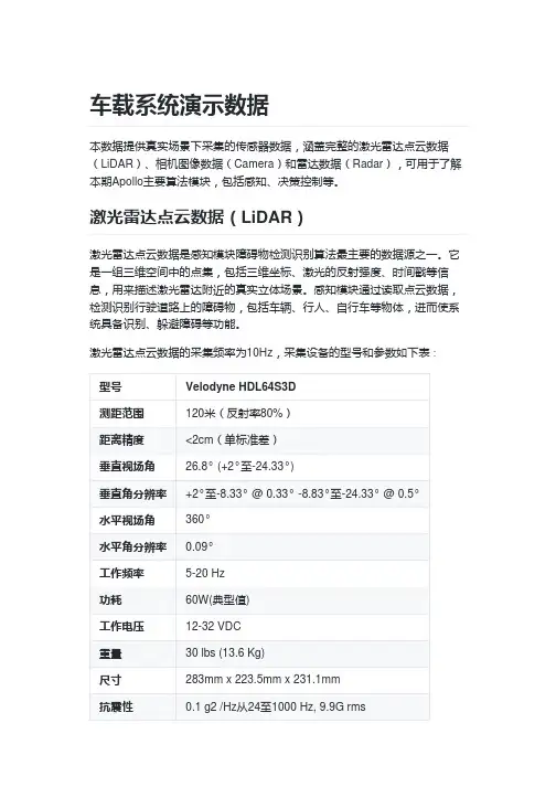 车载系统演示数据-Apollo