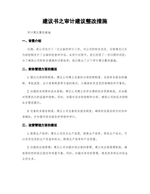 建议书之审计建议整改措施