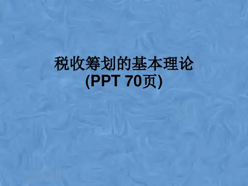 税收筹划的基本理论(PPT 70页)
