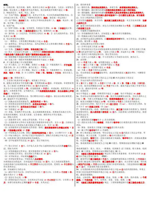 2015年一级建造师考试建设工程法律法规重要数字类知识点总结必考时间、数额、处罚共2页