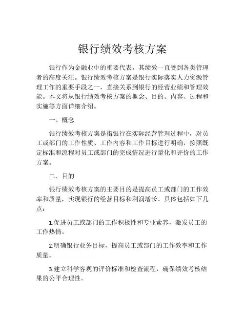 银行绩效考核方案