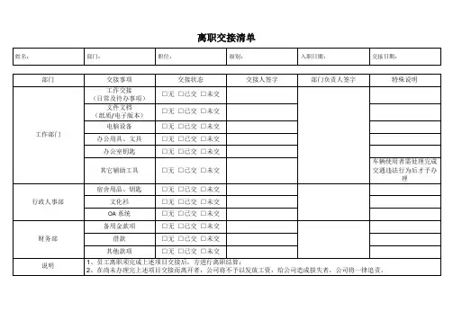 离职交接清单表