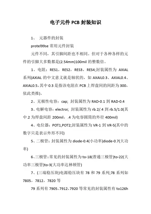 电子元件PCB封装知识