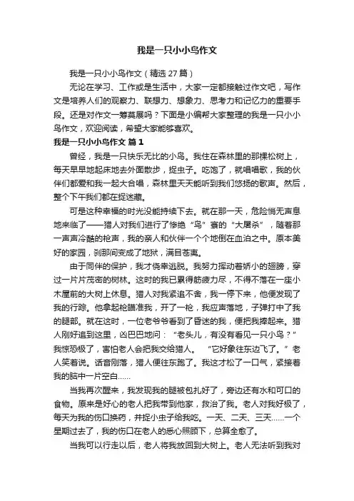 我是一只小小鸟作文（精选27篇）