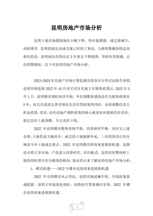 2023年昆明房地产市场分析