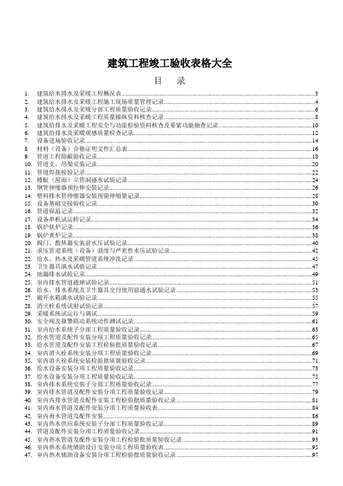 建筑工程竣工验收表格大全