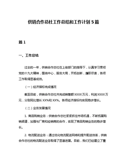 供销合作总社工作总结和工作计划5篇