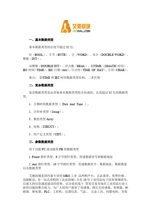 西门子S7-300系列PLC数据类型