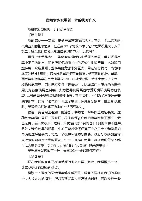 我给家乡发展献一计的优秀作文