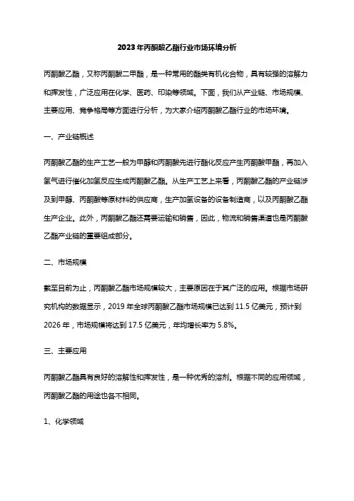 2023年丙酮酸乙酯行业市场环境分析
