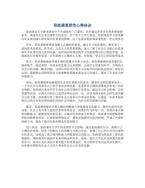 思政课重要性心得体会