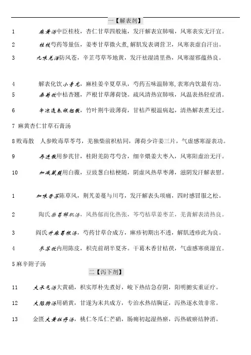 考研方剂歌诀《包括主治和功效》资料