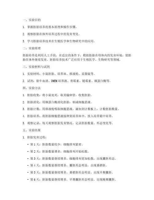 胚胎培养实验报告