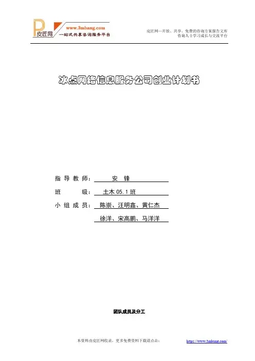 网络信息服务公司创业计划书(27页)DOC.doc