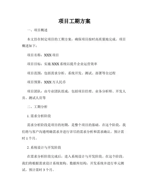 项目工期方案