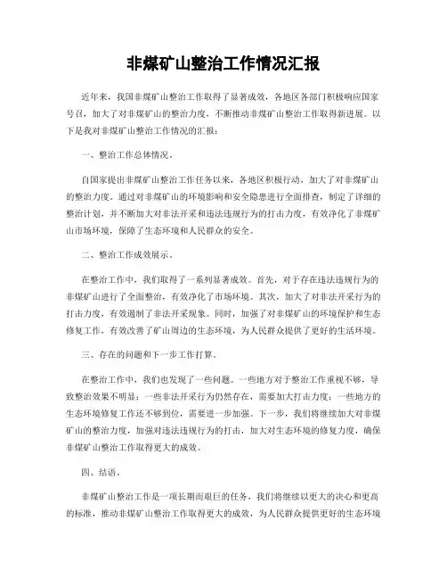 非煤矿山整治工作情况汇报