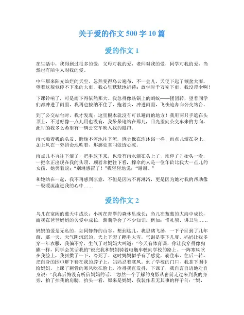 关于爱的作文500字10篇